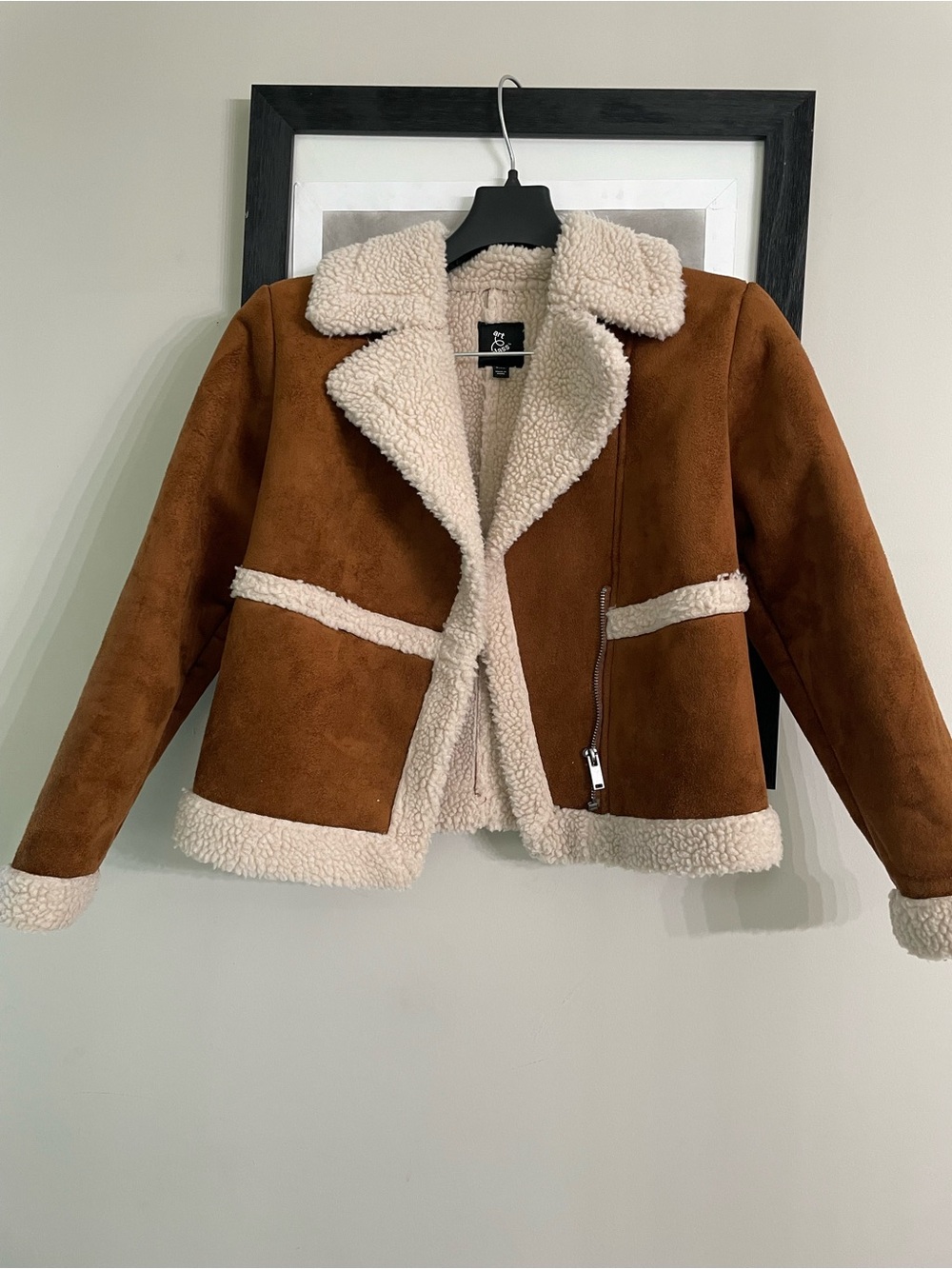 Art Class girls Sherpa jacket size M(7-8) in chestnut brown, cream
